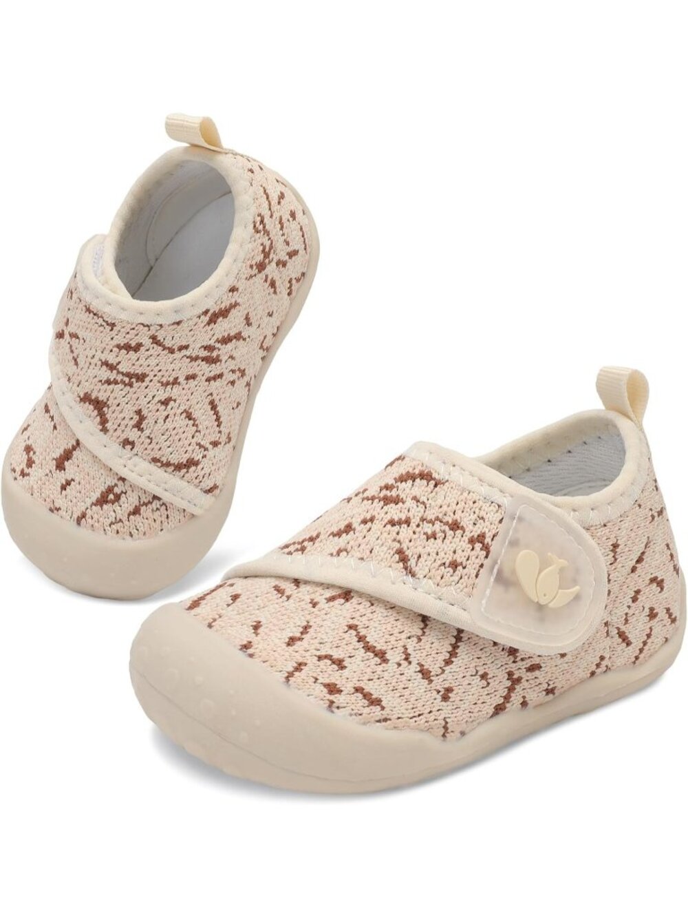 Baby Beige Brown Knit Walking Wide Shoes Infant Newborn Crib Barefoot Sneakers